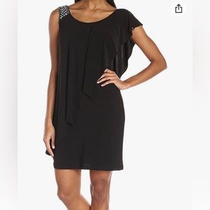 Betsy & Adam Women's Bead Strapdrape Side Ruffle Layer Jersey Short